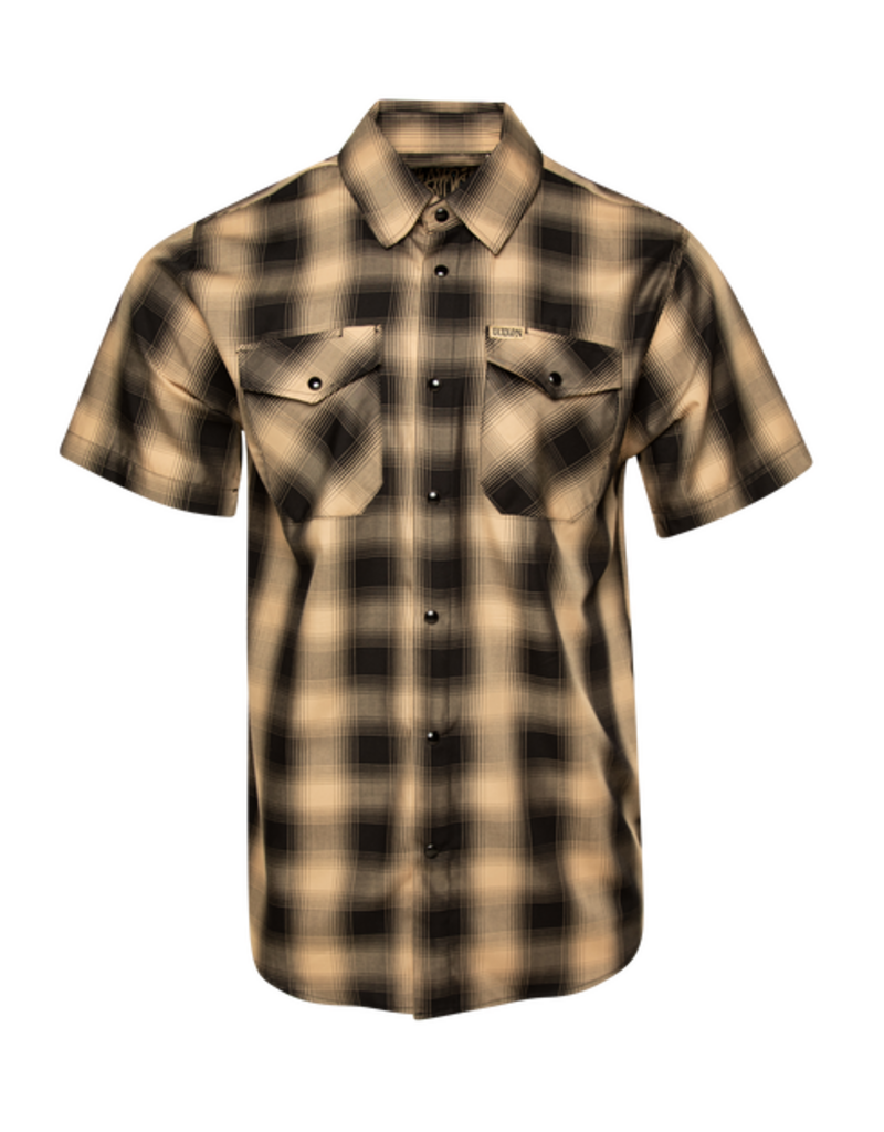 DIXXON MENS BARRIO HERITAGE S/S BAMBOO SHIRT (TAN/BLACK)
