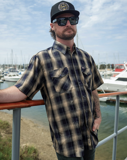DIXXON MENS SHIPMATE S/S BAMBOO SHIRT - BLUE/KHAKI/BLACK/WHITE