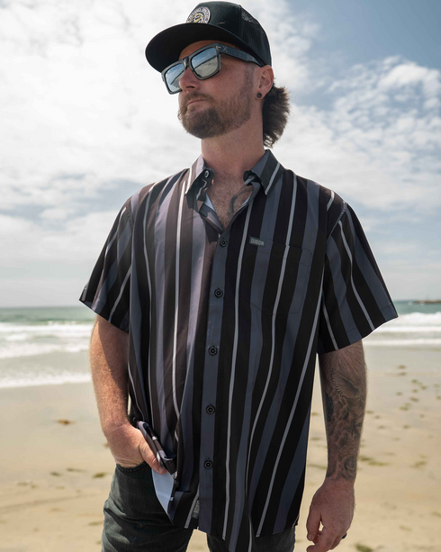 DIXXON MENS THE MARINA PARTY SHIRT - GREY/BLACK/WHITE