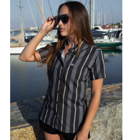 DIXXON WOMENS THE MARINA PARTY SHIRT - GREY/BLACK/WHITE