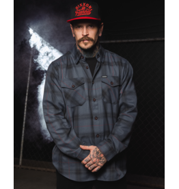 DIXXON MENS THE STEALTH FLANNEL - GREY/BLACK/RED/WHITE