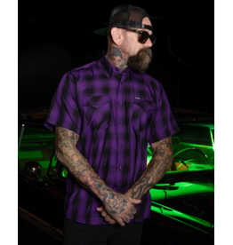 DIXXON MENS ROYALTY HERITAGE S/S BAMBOO SHIRT - PURPLE/BLACK