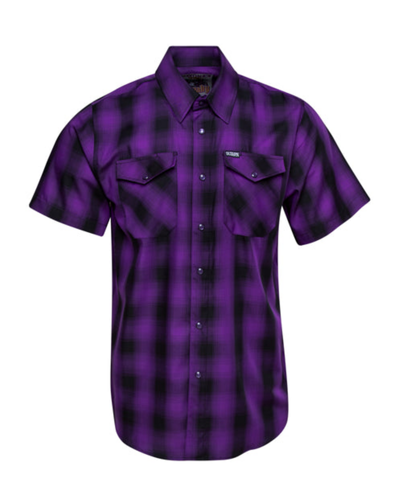 DIXXON MENS ROYALTY HERITAGE S/S BAMBOO SHIRT (PURPLE/BLACK)