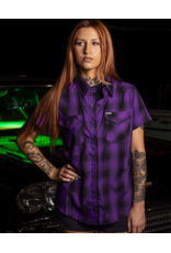 DIXXON WOMENS ROYALTY HERITAGE S/S BAMBOO SHIRT (PURPLE/BLACK)