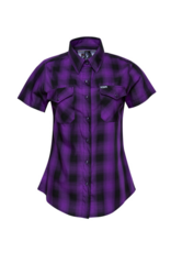 DIXXON WOMENS ROYALTY HERITAGE S/S BAMBOO SHIRT (PURPLE/BLACK)