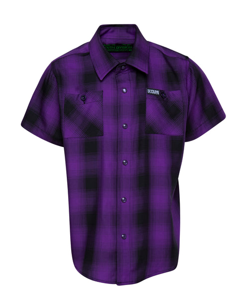 DIXXON YOUTH ROYALTY HERITAGE S/S BAMBOO SHIRT - PURPLE/BLACK