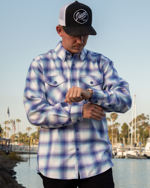 DIXXON MENS GULF STREAM FLANNEL - BLUE/WHITE
