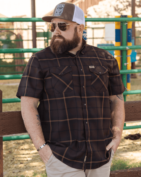 DIXXON MENS STOCKYARD SHORTIE FLANNEL - BROWN/BLACK