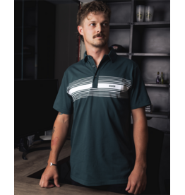 DIXXON MENS WHITE STRIPE PREMIUM STRIPED POLO  - STRIPED GREEN