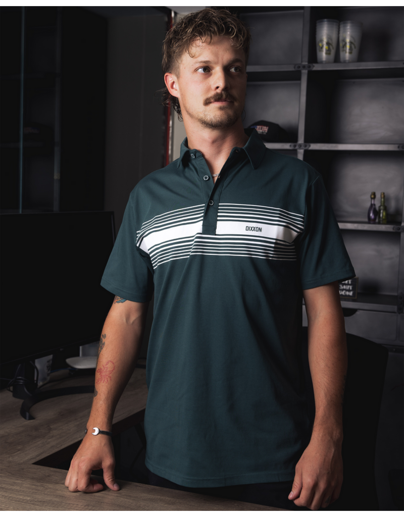 DIXXON MENS WHITE STRIPE PREMIUM STRIPED POLO (STRIPED GREEN)