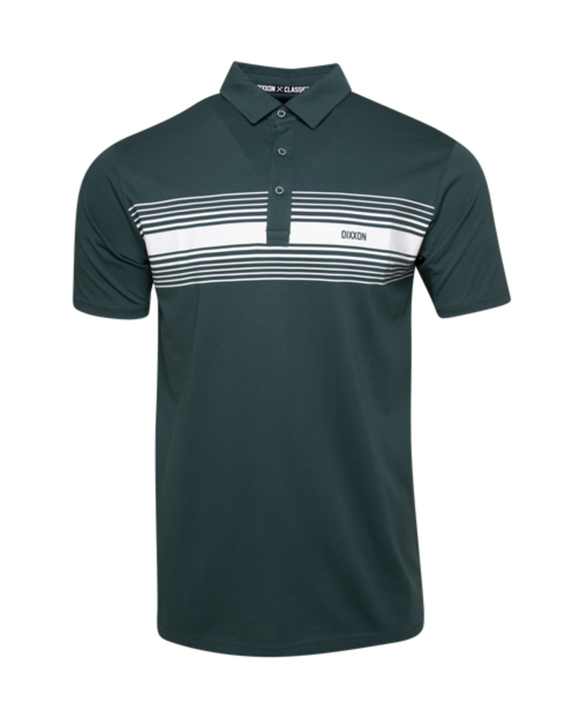 DIXXON MENS WHITE STRIPE PREMIUM STRIPED POLO (STRIPED GREEN)