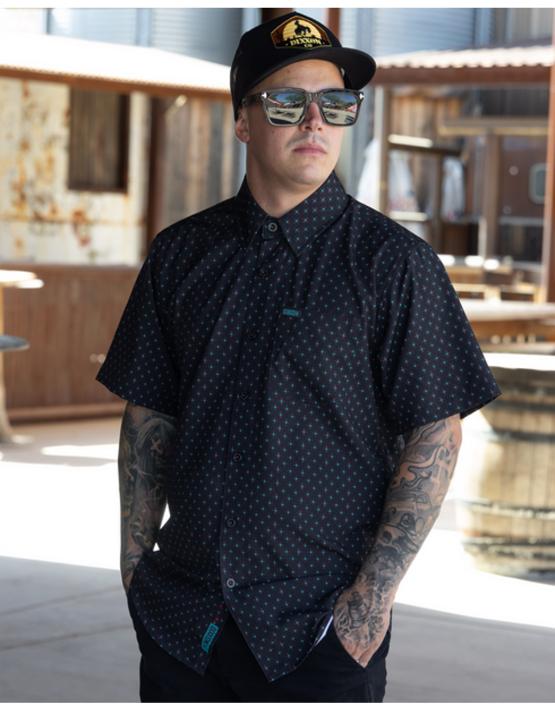 DIXXON MENS HIGH DESERT S/S PARTY SHIRT (BLACK/TEAL)