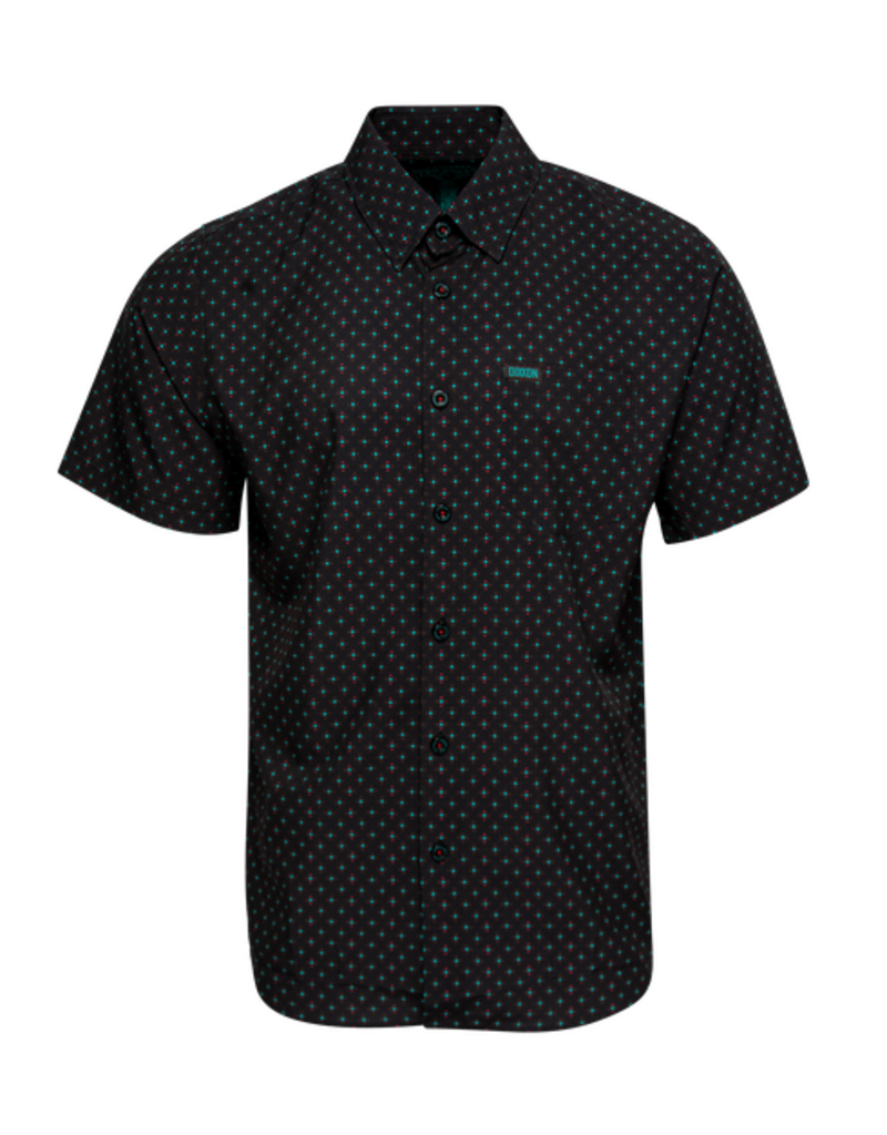 DIXXON MENS HIGH DESERT S/S PARTY SHIRT (BLACK/TEAL)