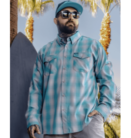 DIXXON MENS THE CURL L/S BAMBOO SHIRT - BLUE/WHITE/PINK