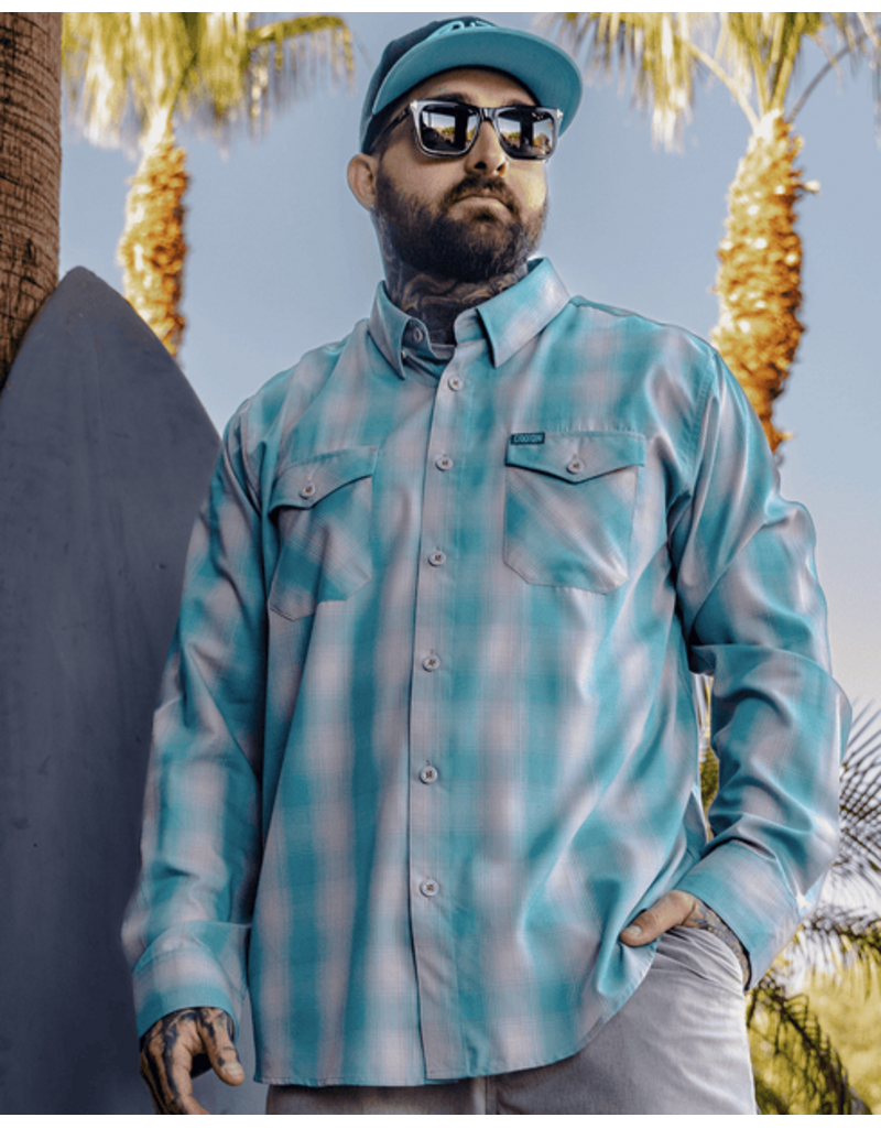 DIXXON MENS THE CURL L/S BAMBOO SHIRT (BLUE/WHITE/PINK)