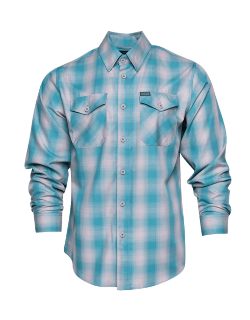 DIXXON MENS THE CURL L/S BAMBOO SHIRT (BLUE/WHITE/PINK)