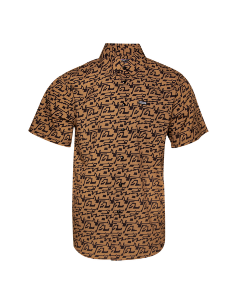 DIXXON MENS BUELLER S/S PARTY SHIRT (BLACK/KHAKI)