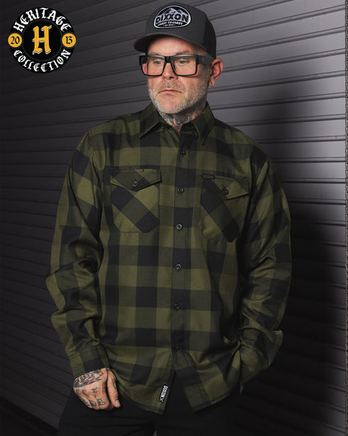 DIXXON MENS OD HERITAGE FLANNEL - GREEN/BLACK