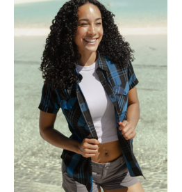DIXXON WOMENS BLACK SEA S/S BAMBOO SHIRT - BLUE