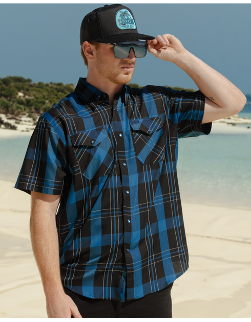 DIXXON MENS BLACK SEA S/S BAMBOO SHIRT (BLUE)