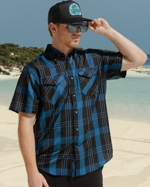 DIXXON MENS BLACK SEA S/S BAMBOO SHIRT - BLUE