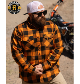 DIXXON MENS FLAT TRACK HERITAGE FLANNEL - ORANGE/BLACK