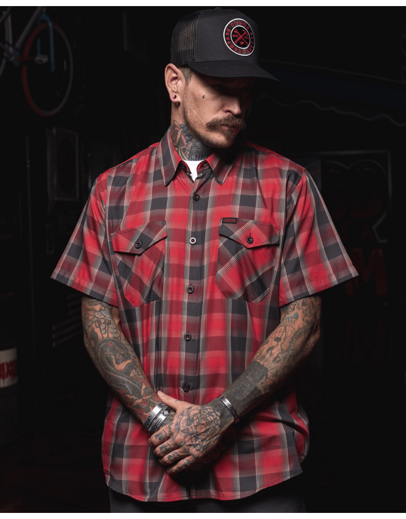 DIXXON MENS THE EXECUTIONER S/S BAMBOO SHIRT (RED/GREY)