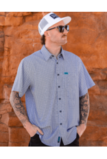 DIXXON MENS THE PLATEAU S/S PARTY SHIRT (BLUE/TEAL/WHITE)
