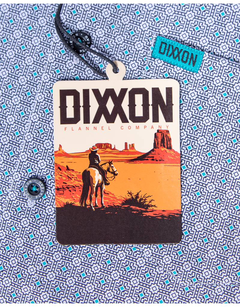 DIXXON MENS THE PLATEAU S/S PARTY SHIRT (BLUE/TEAL/WHITE)