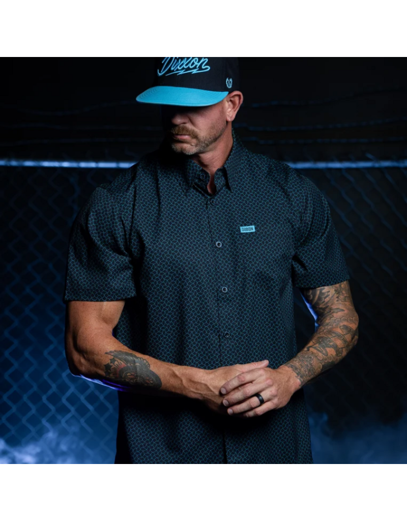 DIXXON MENS THE VISITOR S/S PARTY SHIRT (BLACK/TEAL)