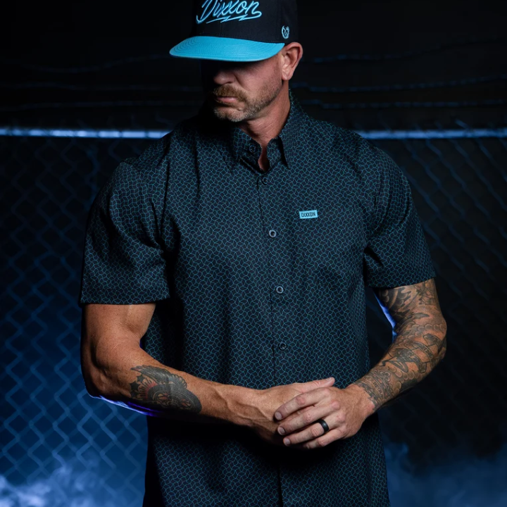 DIXXON MENS THE VISITOR S/S PARTY SHIRT - BLACK/TEAL