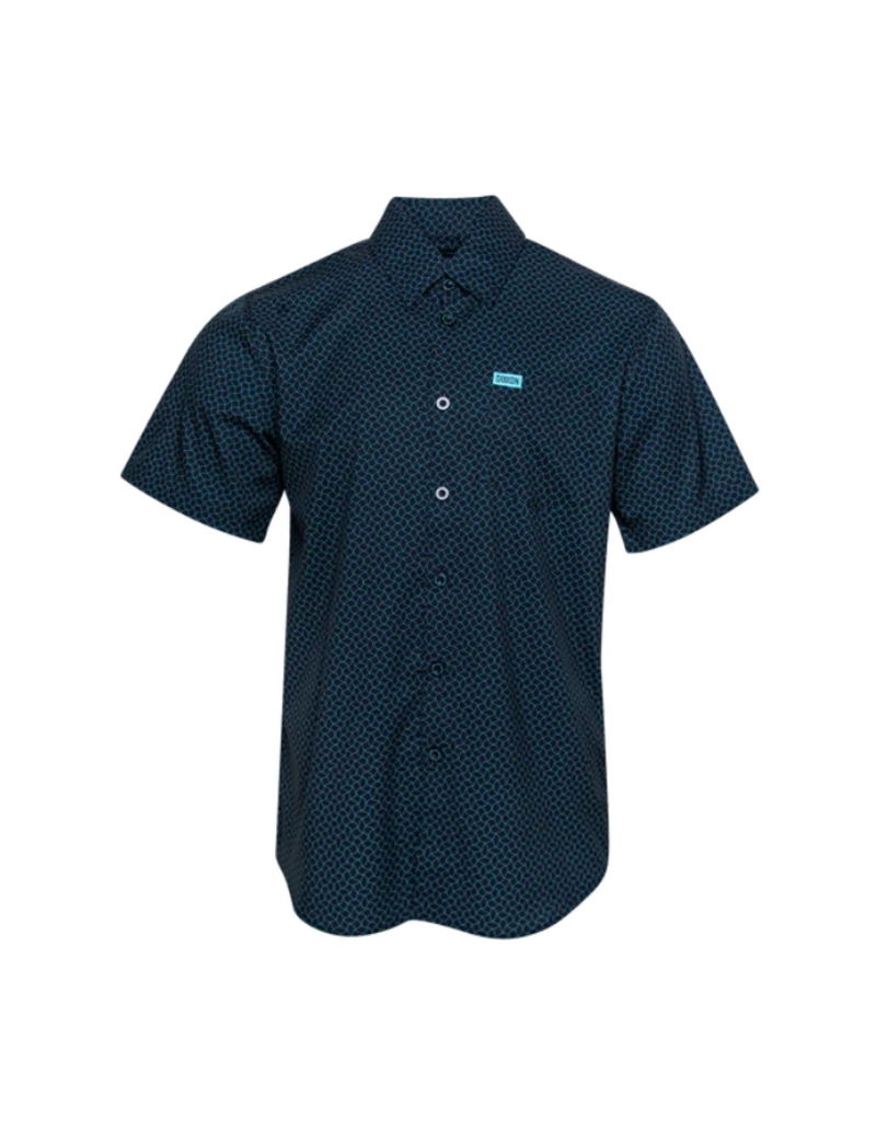 DIXXON MENS THE VISITOR S/S PARTY SHIRT (BLACK/TEAL)