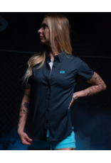 DIXXON WOMENS THE VISITOR S/S PARTY SHIRT (BLACK/TEAL)