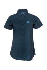 DIXXON WOMENS THE VISITOR S/S PARTY SHIRT (BLACK/TEAL)