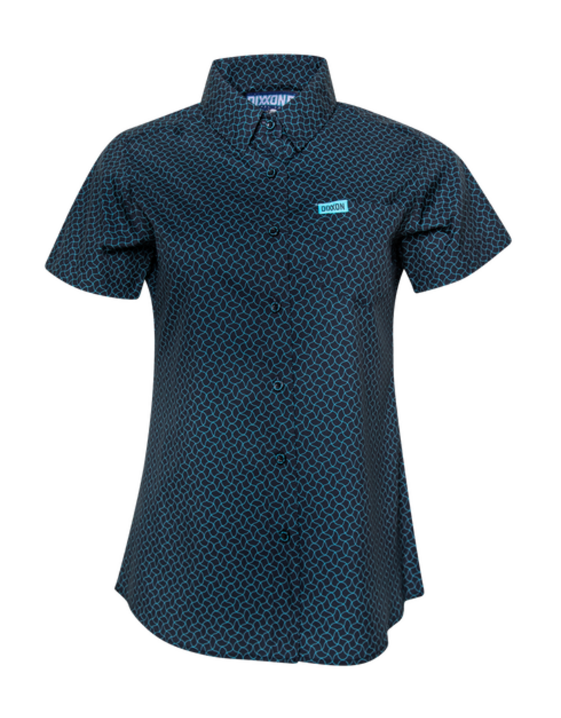 DIXXON WOMENS THE VISITOR S/S PARTY SHIRT (BLACK/TEAL)