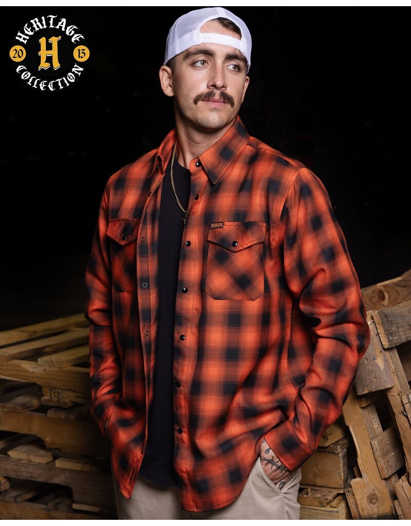 DIXXON MENS HARDHAT HERITAGE FLANNEL (ORANGE/BLACK)