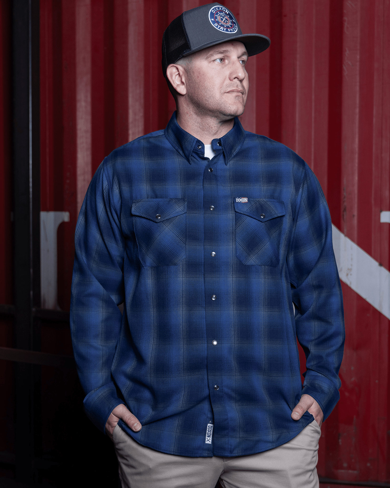 DIXXON MENS INTREPID FLANNEL - BLUE/GREY