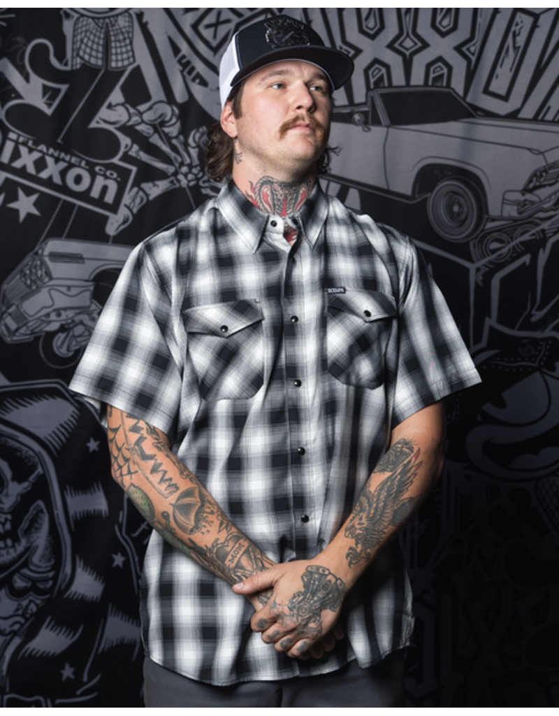 DIXXON MENS CRENSHAW HERITAGE S/S BAMBOO SHIRT (BLACK/WHITE/GREY)