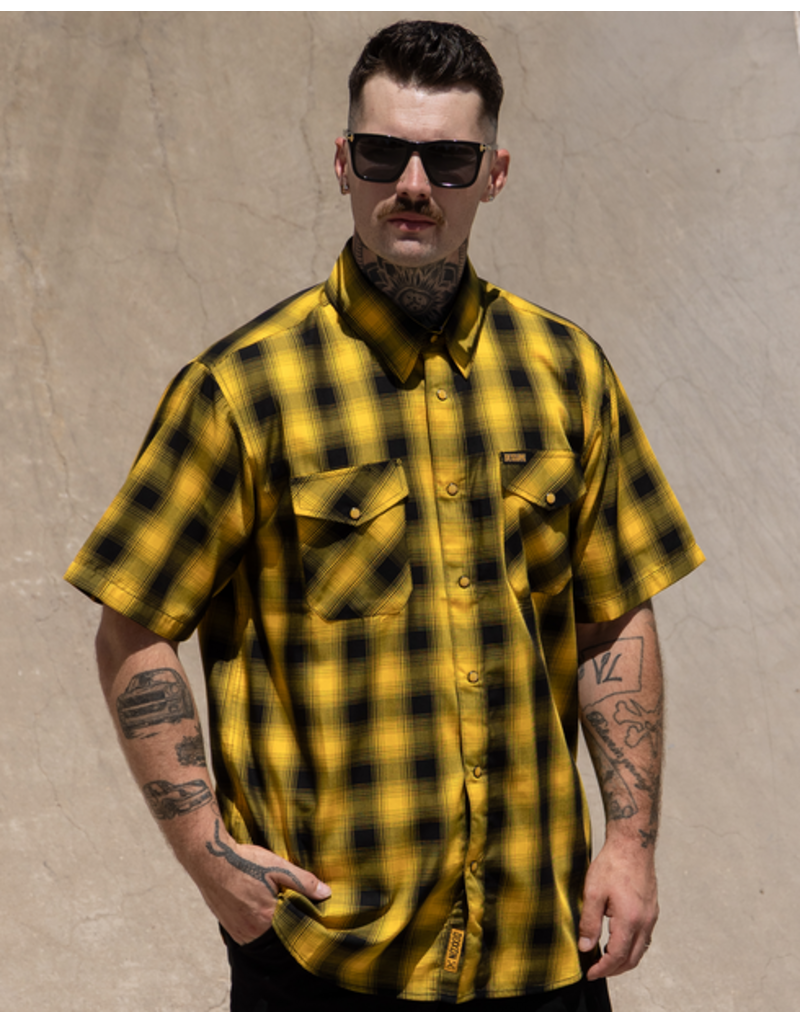DIXXON MENS FRISCO HERITAGE S/S BAMBOO SHIRT (YELLOW/BLACK)