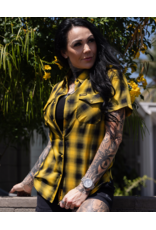 DIXXON WOMENS FRISCO HERITAGE S/S BAMBOO SHIRT (YELLOW/BLACK)
