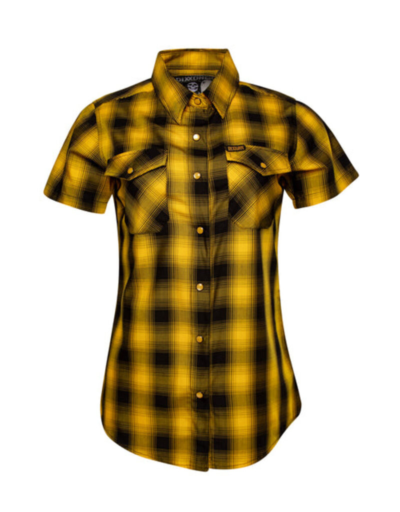 DIXXON WOMENS FRISCO HERITAGE S/S BAMBOO SHIRT (YELLOW/BLACK)