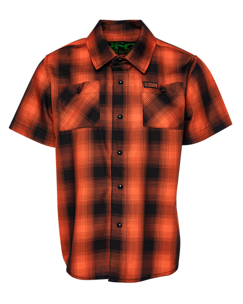 DIXXON YOUTH HARDHAT HERITAGE S/S BAMBOO SHIRT - ORANGE/BLACK