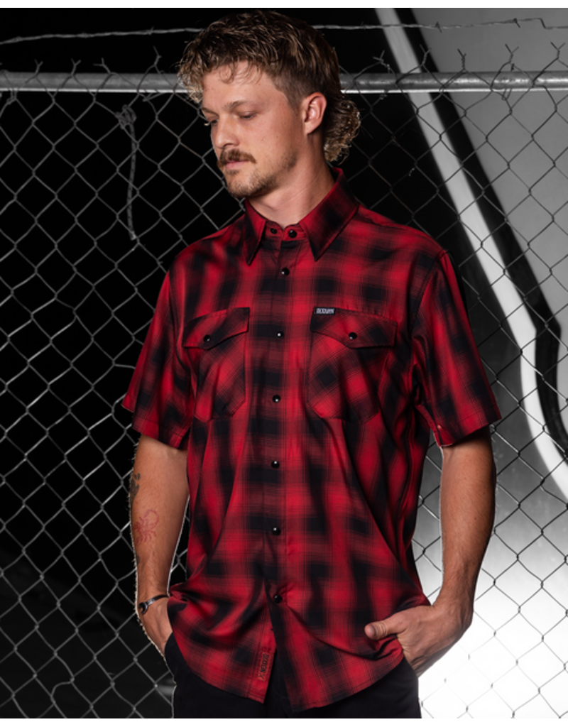 DIXXON MENS WATTS HERITAGE S/S BAMBOO SHIRT (RED/BLACK)