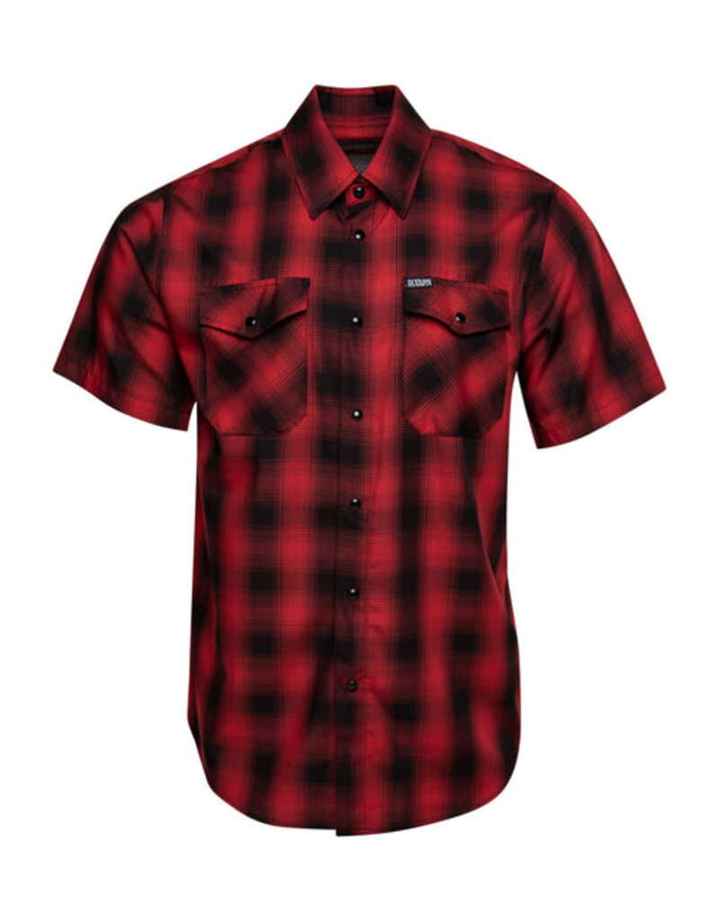 DIXXON MENS WATTS HERITAGE S/S BAMBOO SHIRT (RED/BLACK)