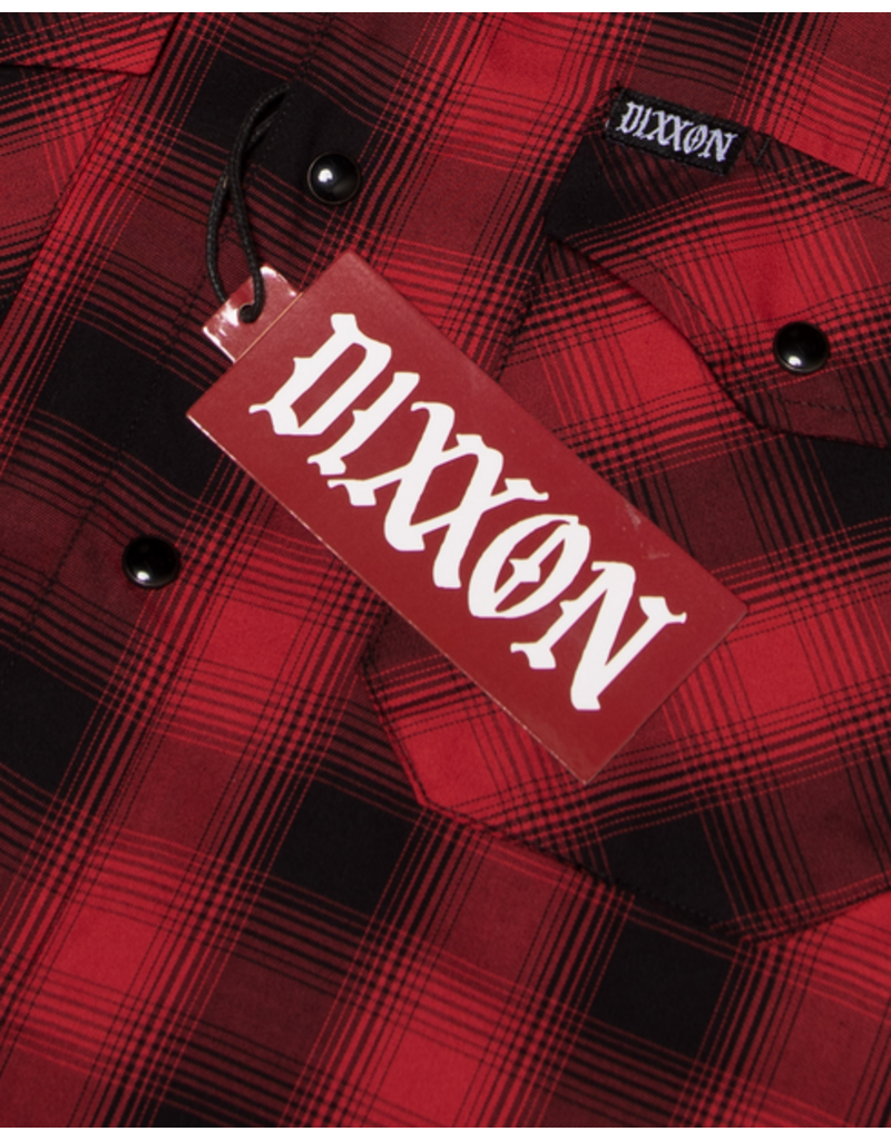 DIXXON MENS WATTS HERITAGE S/S BAMBOO SHIRT (RED/BLACK)