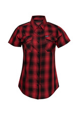 DIXXON WOMENS WATTS HERITAGE S/S BAMBOO SHIRT (RED/BLACK)