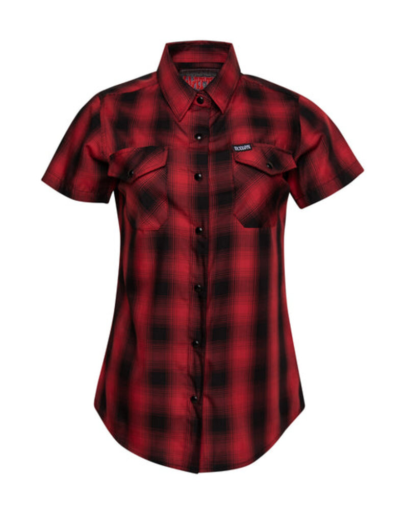 DIXXON WOMENS WATTS HERITAGE S/S BAMBOO SHIRT (RED/BLACK)