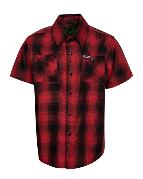 DIXXON YOUTH WATTS HERITAGE S/S BAMBOO SHIRT - RED/BLACK