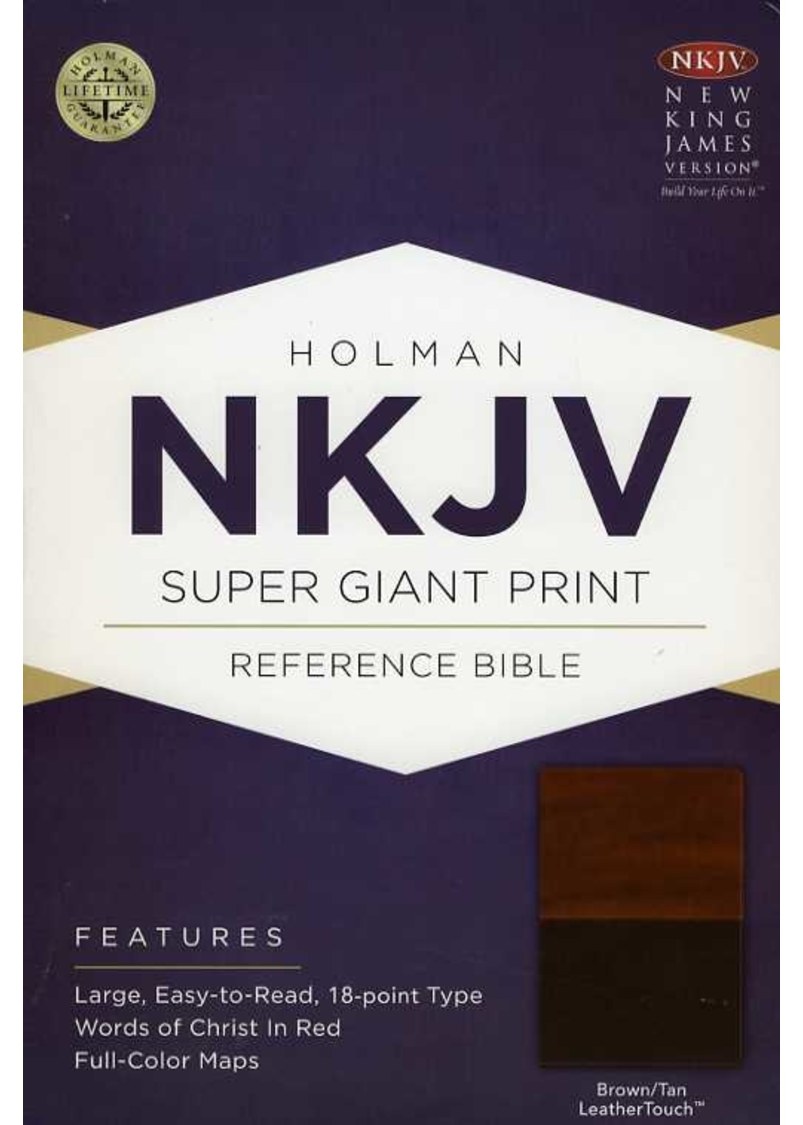 B&H Publishing NKJV Reference Bible: Super Giant Print, Brown/Tan Leathertouch - B&H