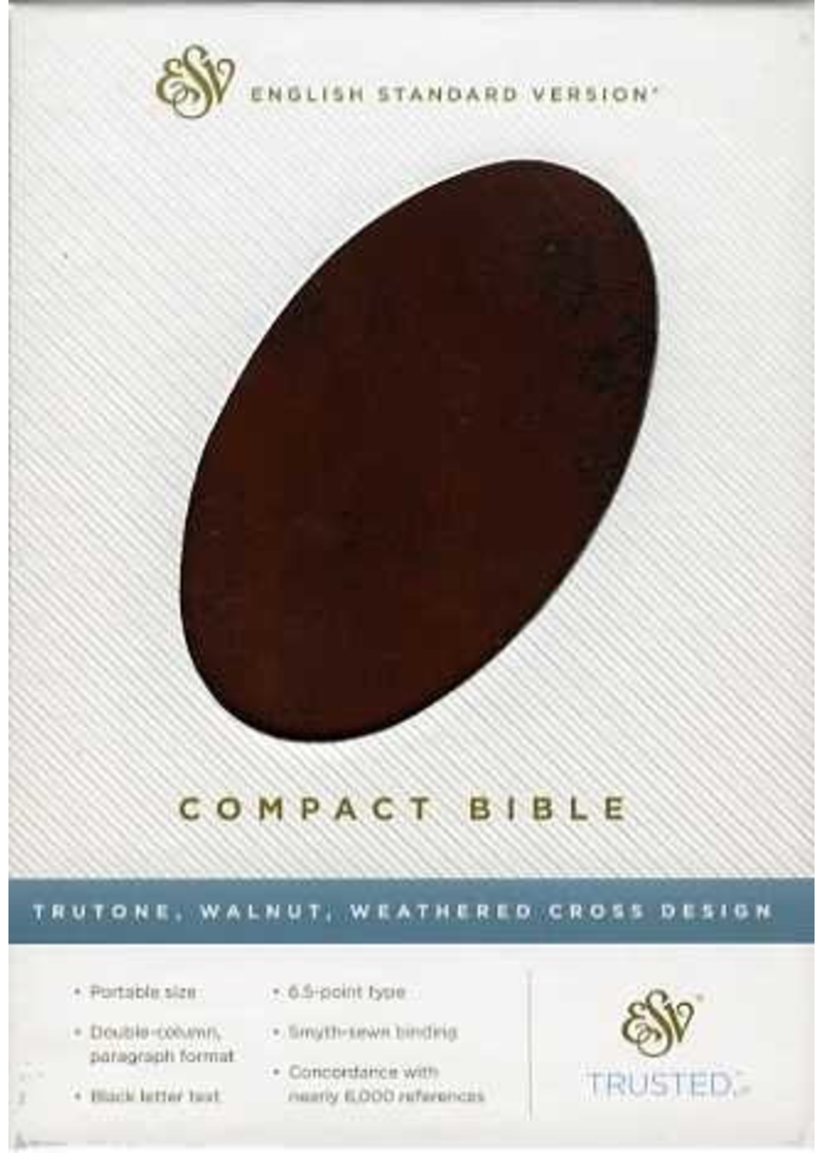 Crossway ESV Compact Bible: Walnut, Weathered Cross - Crossway